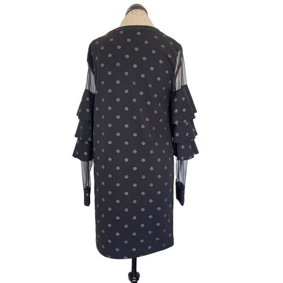 New Collection Dress Sz Medium Polka Dots Shimmer Flutter Sleeve Mesh Futuristic - Picture 2 of 13